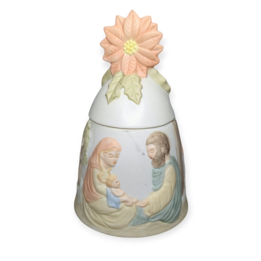 Vintage 1984 Lefton The Christopher Collection Nativity Ceramic Candle w/Lid 5"